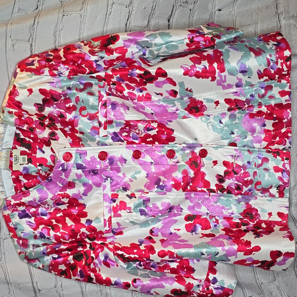 Cato Red and Pink Jacket with Mandarin Collar